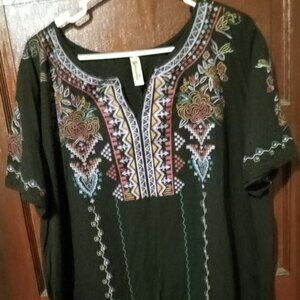 Shoreline Bohemian V-Neck Colorful Tunic Top - Women's Size 2X